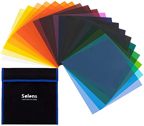 乐天商城 - Selens カラーフィルター 25cmx25cm 照明用 ジェルカラーフィルター 半透明 色補正 20色セット 写真撮影 ストロボ フラッシュ