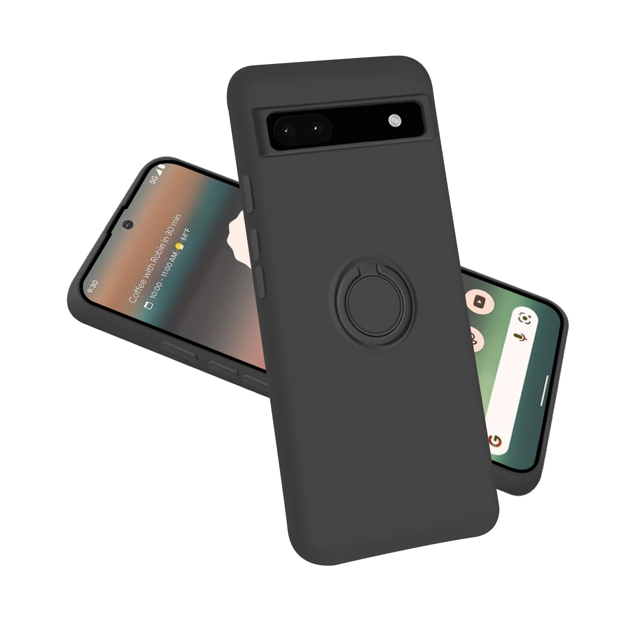 Rakuten - Google Pixel6a ケース リング付き シリコン 耐衝撃 ピクセル6A スタンド機能 リング 薄型 360回転 車載ホルダー 軽量 ス