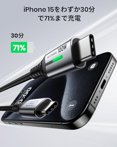 INIU USB C ケーブル (2本セット 2m) 100W 5A PD QC4.0 急速充電 高速データ転送 高耐久ナイロン編み Type