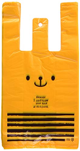 [ヘッズ] 手提げ袋 レジ袋 18×35×10cm くま オレンジ S 100枚 イエロー フック穴付 CDB-S