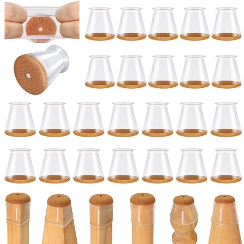 VIUME 椅子脚カバー 椅子あしキャップ シリコン クリアー 騒音 きず防止 滑り止め レフィル付きフェルトシート 丸脚 角脚兼用 16個セッ