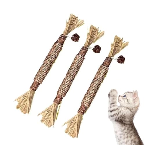 LeTradeJP 猫 歯ぎしり棒 猫遊び用サフィール ブルー猫 歯ぎしり棒 天然木 スティック 麻縄 肥満解消 ..