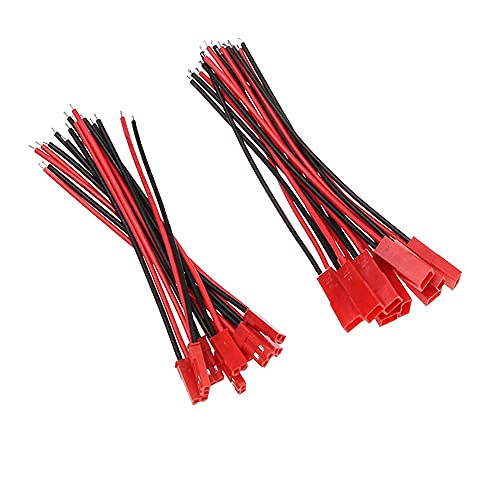 Boladge 10ペアJSTプラグ2ピンオスメスコネクタ有線アダプター （10CM 22AWGシリコンケーブル付き）