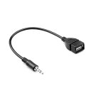 AUXオーディオジャックプラグからUSB 2.0メスへの変換ケーブル (1個 ブラック)オーディオ用usbケーブル ステレオ ミニプラグ 充電ケ(4)