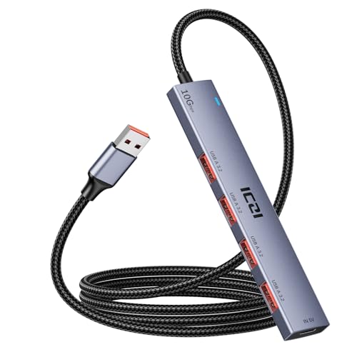 ICZI USB ハブ USB-A 3.2 4ポート、USB 3.2 Gen 2 USBハブ(USB3.1 Gen 2) 10Gbps高速転送(2.0)