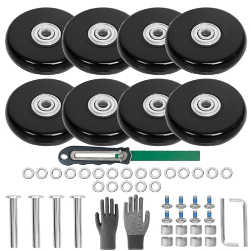 スーツケース キャスター ダブル 用 8個セット 50mm ゴム 車輪幅14mm キャリーケース車輪修理キット スーツケース タイヤ ダブル キ