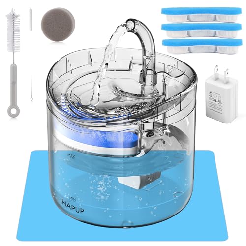 HAPUP猫 水飲み器 猫 みずのみ 自動ペット給水器 循環式のに透明な猫の飲用噴水 1.8L大容量 3枚活性炭..