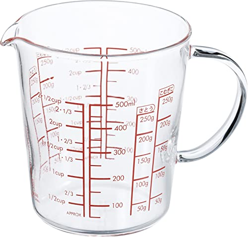 Kitchen Scales - HARIO(ハリオ) 日本製 耐熱ガラス製 メジャーカップワイド 500ml MJCW-50-R-BK