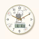 Nbdeal 掛け時計 アナログ 日付 曜日表示 猫 直径30cm 連続秒針 無音 L-6423