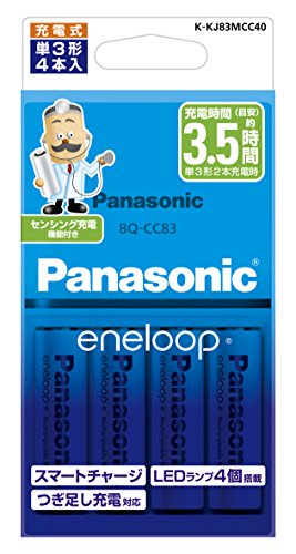 パナソニック エネループ 充電器セット 単3形充電池 4本付き スタンダードモデル K-KJ83MCC40 パナソニック エネループ 充電器セット 単3形充電池 4本付き スタンダードモデル K-KJ83MCC40