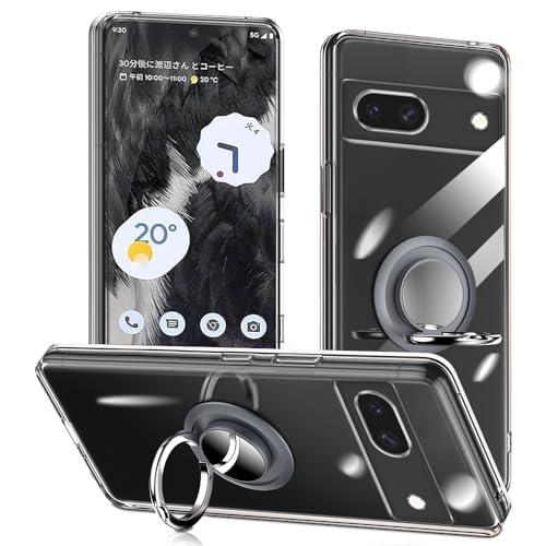 Google Pixel 8a ケース リング付き 透明 ピクセル 8A スマホケース リング クリア シリコン 薄型 スタンド機能 耐衝撃 耐