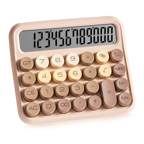Geerow 電卓 12桁 計算機 電子計算機 大型 LCD ディスプレイ かわいい 電卓 大きい 丸ボタン お手入れが簡単 日常と基本的なオフ