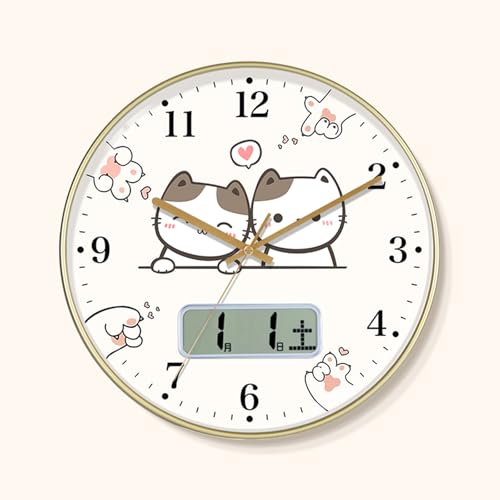 Nbdeal 掛け時計 電波時計 日付 曜日表示 猫 直径30cm 連続秒針 無音 アナログ L-6426 Nbdeal 掛け時計 電波時計 日付 曜日表示 猫 直径30cm 連続秒針 無音 アナログ L-6426