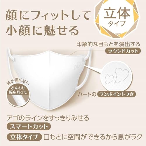 ビースタイル 立体タイプ ふつうサイズ プレミアムホワイト 20枚入 マスク 女性用
