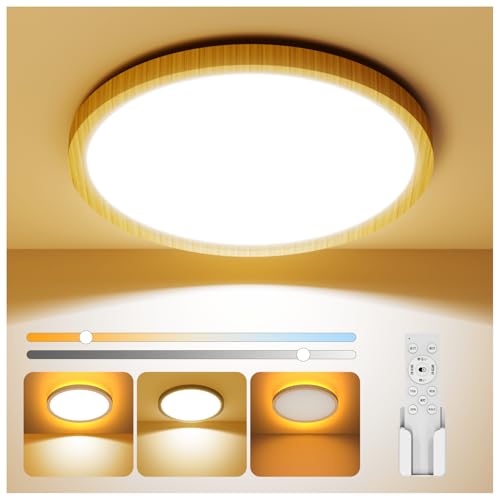 Coizabera LEDシーリングライト 6畳-8畳 和風 木目調 28w 3600lm 調光調色 間接光常夜灯付き 照明 天井 電気 蛍光灯