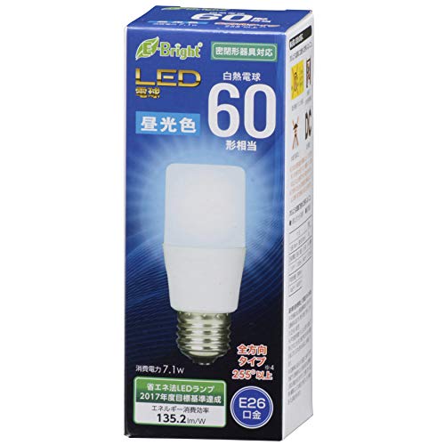 オーム(OHM) オーム電機 LED電球 T形（60形相当/960lm/昼光色/E26/全方向配光255°/密閉形器具対応） LD..
