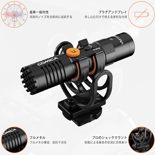 comica VM10 PRO ビデオマイク 外付けマイク 単一指向性マイク スマホ/カメラ用ミ...