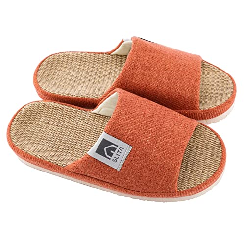 [SLITA] スリッパ 綿麻 ルームシューズ 前開き 室内スリッパ 来客用 男女兼用 洗濯可 軽量 静音 履きや..