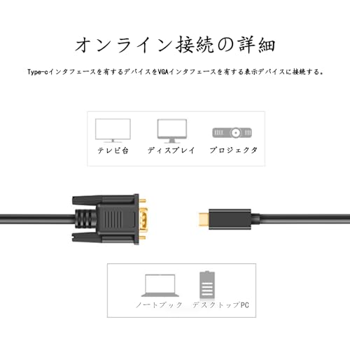 HDMI-VGA ケーブル(逆方向に非対応)、単方向 HDMI コンピューター - VGA モニター ケーブル (オス - オス) PCモニター