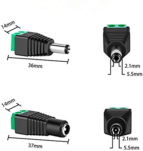 サムコス 5.5mm x 2.1mm DC 12V電源アダプタクイックコネクタ ネジ端子アダプタ CC...