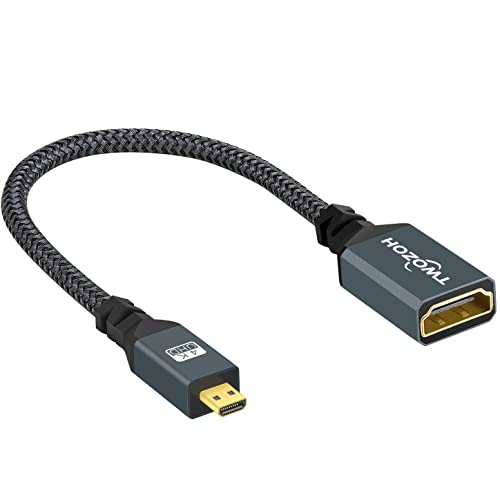 Micro HDMI to HDMI変換アダプタ Twozoh Micro HDMI変換ケーブル Type D(オス)-Type A(メス) 延
