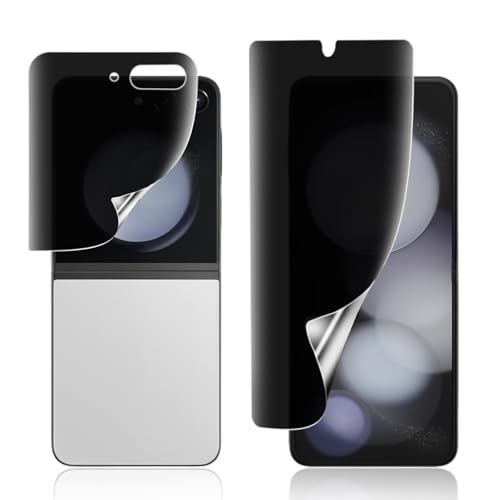 ガイド枠付き・簡単な貼り付け方Galaxy Z Flip5 用 覗き見防止フィルム 柔らかいTPU素材 指紋認証対応 剥がしにくい 気泡ゼロ 傷