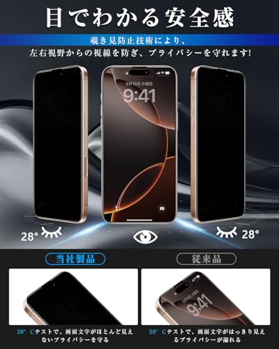 Blackboom iPhone 16 Pro ガラスフィルム 覗き見防止 iPhone 16 Pro ガラスフィルムのぞき見防止 iPhone