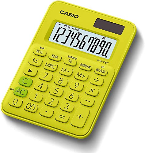 カシオ カラフル電卓 ライムグリーン 10桁 ミニミニジャストタイプ MW-C8C-YG-N