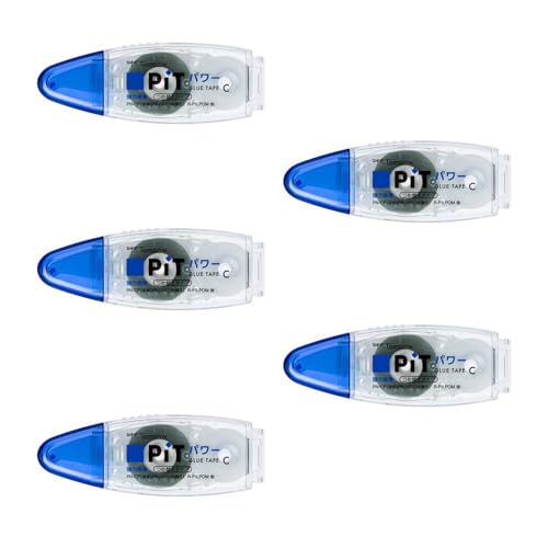 トンボ鉛筆 テープのり 強粘着 PiT パワーC 本体 5個 (つめ替えタイプ) コンパクト 8.4mm×7m PN-CP-5P
