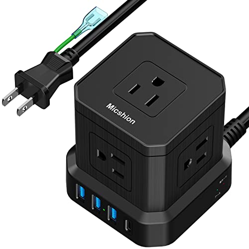 Micshion キューブ型電源タップ Type-C付 延長コード 2m 雷ガード 5個AC口(2400W) 3個USBポート 1個Type-C Micshion キューブ型電源タップ Type-C付 延長コード 2m 雷ガード 5個AC口(2400W) 3個USBポート 1個Type-C