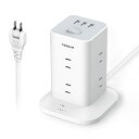 電源タップ タワー mini型 2m 延長コード 8個AC コンセント 3USBポート付き 180°スイングプラグ TESSAN テーブルタップ(2)