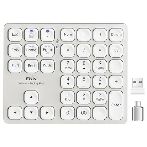 Ewin テンキー キーボード Bluetooth/2.4G接続 ワイヤレス 数字キーボード Bluetoothキーボード 2台まで接続 超薄型
