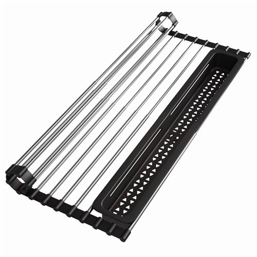 JASIWAY 折り畳み水切り 水切りラック シンク上 食器 水切り 食器置き キッチン用品 錆びない 乾燥 かご 60*32CM「ブラック」