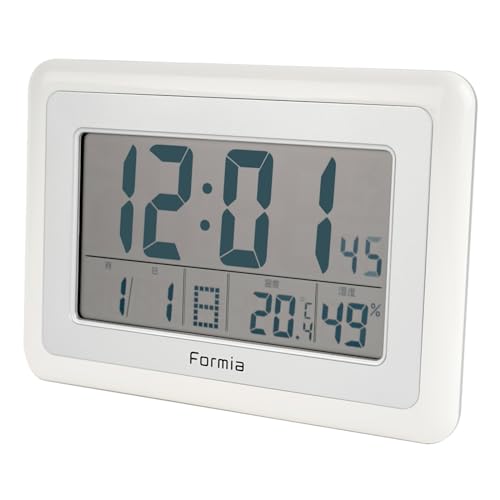 Formia(フォルミア) 電波 デジタル時計 見やすい 温度計 湿度計 温湿度計 日付 曜日 目覚まし時計 卓上 置き掛け兼用 保土ヶ谷電子販