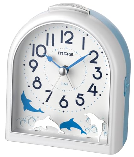 MAG(マグ) 目覚まし時計 置き時計 アナログ イルカ 動物 かわいい 子供 静音 連続秒針 電子音 アラーム..