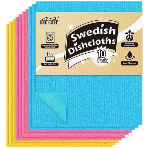 HOMEXCEL セルロースクロス シート 10枚 キッチン 台拭き スポンジクロス 油汚れクロス 強力吸水速乾 キズつけない 約17.78×1
