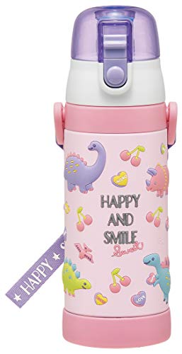 スケーター(Skater) 子供用 ステンレス 水筒 直飲み 480ml ハッピー&スマイル 子供に優しい軽量タイプ 女の子 保冷専用 3D立体