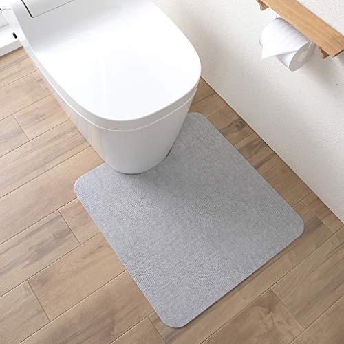 Sanko 日本製 消臭 洗える サンコー ずれない トイレマット 床汚れ防止 おくだけ吸着 ライトグレー 55×60cm PF-104
