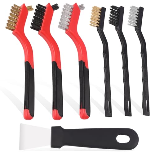 IROKCAKPT ワイヤーブラシ 7本組セット 掃除用ブラシ(真鍮/ステンレス/ナイロン)チャンネルブラシ水廻..