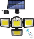 センサーライト 屋外 ソーラーライト 4面発光 3つモード 高輝度 3000ルーメン 分離型 192LED 4.5M延長コード 人感 リモコン操