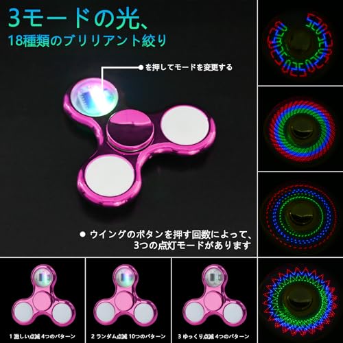 ハンドスピナー光る 18種類の鮮やかな絞り ハンドスピナー よく回る ハンドスピナー 子供 小さめ 大人ストレス解消 スピン ウィジェット