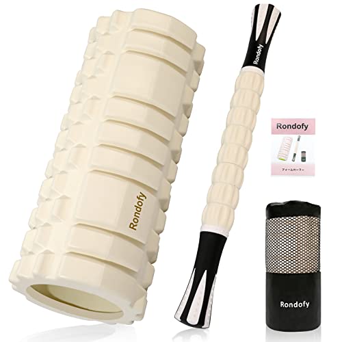 Rondofy フォームローラー 筋膜リリース業界新開発 500KG耐荷重 マッサージローラー 筋膜ローラー セット 説明書 収納袋付き 初心者