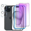 ブルーライトカット iPhone15 ガラスフィルム 2枚+ iPhone15 カメラフィルム 2枚ガイド枠付き 液晶保護 フィルム ブルーラ(4)