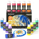 Shuttle Art アクリル絵の具 ポーリングアート絵の具 23色セット メタリックカラー キラキラ 60ml シリコンオイル付き フルイド