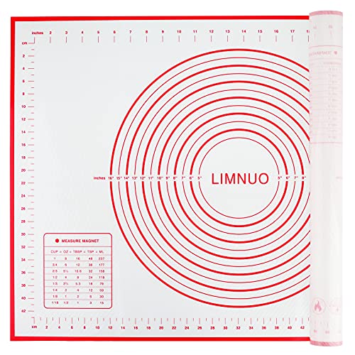 LIMNUO クッキングマット シリコンマット パンマット 製菓マット 目盛り付き 大きいサイズ 食品級シリコーン 滑り止め 製菓道具 (レッド