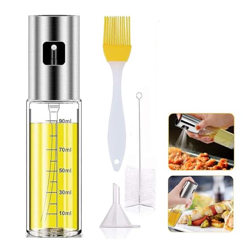 happykau オイルスプレー 料理用 100ml オリーブオイル スプレー 油 食用油 醤油 目盛り付き ガラス製 ..