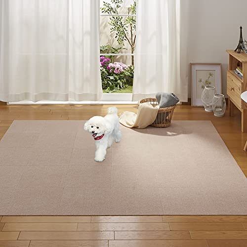 日本製 撥水 消臭 洗えるサンコー ずれない タイルカーペット ペット用 30×30cm ベージュ8枚 カーペットタイプ おくだけ吸着 タイルマ