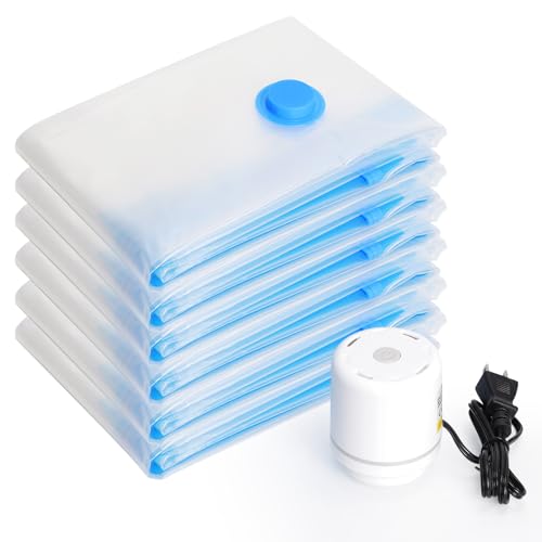 圧縮袋 あっしゅく袋 衣類圧縮袋 布団圧縮袋 6枚入 ふとん圧縮 真空パック 収納袋 小物収納 電動ポンプ..