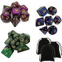 多面体 ダイス サイコロ セット 7サイズ アクリル 3色/6色 7個/21個/42個入り D20 D12 D10 D8 D6 D4 神話TRP