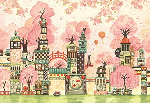 エポック社 300ピース ジグソーパズル イラスト/アート 西村典子 桜町三十四番街 (26×38cm) 26-331 のり付き ヘラ付き 点数